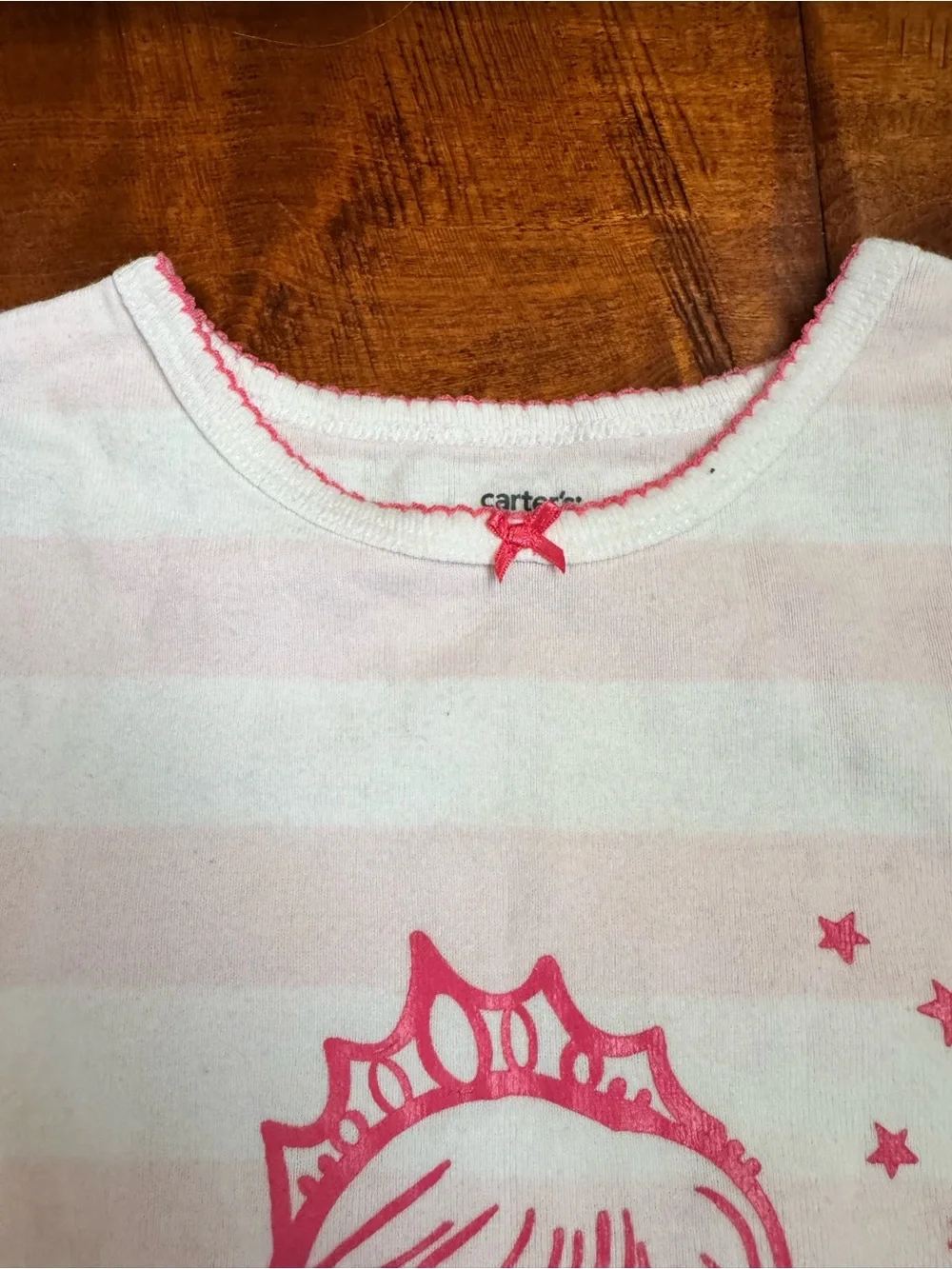 Carter's White and Pink Striped Princess 2-Piece Pajama Set